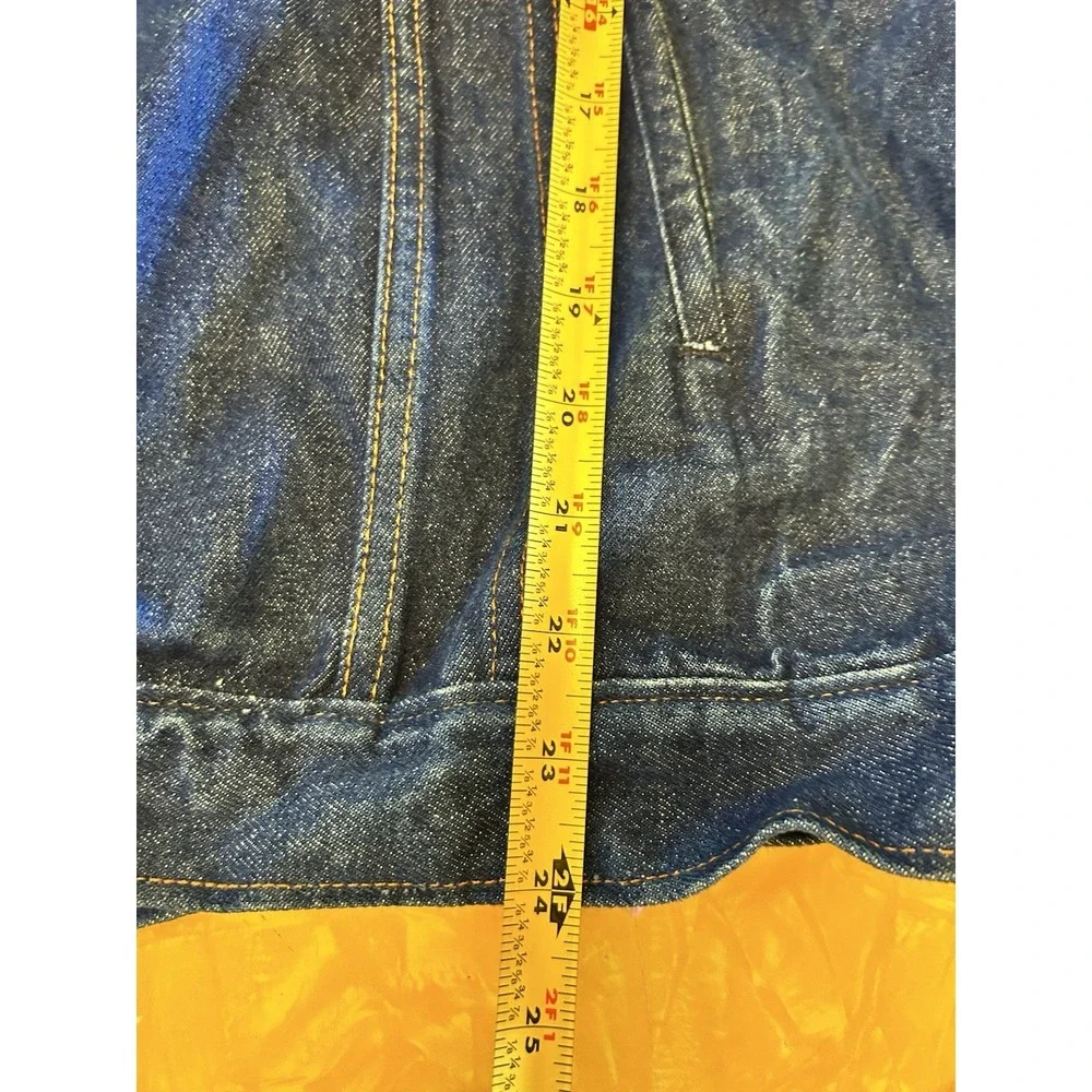 VTG Oversized Denim Jacket W/ Floral & Lace Appliqués Size 46 R Boho Grandmacore